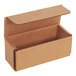 A brown Kraft corrugated mailer box with an open lid.
