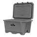A gray Grizzly outdoor cooler with the lid open.