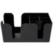 A black plastic Choice bar caddy with four compartments.