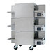 A triple stacked Lincoln Aperion electric conveyor oven with three 16 3/4-inch wide belts and stainless steel construction.