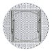 A round, heavy-duty granite white plastic folding table with gray legs.