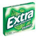 A white box of Wrigley's EXTRA Spearmint Gum with green and white text and leaves.