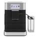 A black and silver Kitchen Aid espresso machine with buttons.