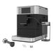 A black and silver Kitchen Aid espresso machine on a counter.