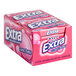 A case of Wrigley's EXTRA bubble gum on a white background.