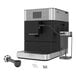 A black and silver Kitchen Aid espresso machine on a counter.