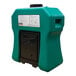 A green plastic container with a black lid and door for Hughes 16GFEW eye wash station.