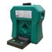 A green plastic box with a black lid.