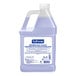 A plastic jug of Softsoap liquid hand soap with a label.