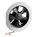 A Bunn condenser fan motor with a black and white cover.