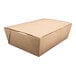 A close-up of a brown Southern Champion folded paper take-out box with a lid.