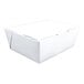A white Southern Champion folded paper take-out container with lid.
