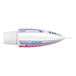 A close-up of a white Colgate toothpaste tube with blue and red text.