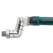 A Krowne Royal Series SwivelKing gas connector with a green hose and metal pipe.