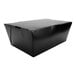 A black Southern Champion folded paper take-out box with a black lid.