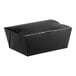 A black Southern Champion folded paper take-out box with a lid.