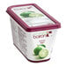 A white labeled container of Les Vergers Boiron Sudachi fruit puree.