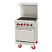An American Range liquid propane 4-burner range with space-saver oven.