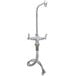 A T&S chrome deck-mounted pantry faucet with flex inlets and a 90 degree swing nozzle.