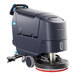 A Nilfisk SC550 R cordless walk-behind floor scrubber with wheels and a handle.