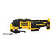 A yellow and black Dewalt cordless circular saw.
