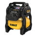 A yellow and black DeWalt portable air compressor.