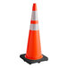 A 36-inch orange PVC traffic cone with a 10 lb. base and double high-intensity prismatic reflective collars.