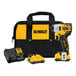 A yellow and black DeWalt drill set bag.