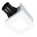 A Broan white square exhaust fan with LED light.