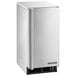 A stainless steel Hoshizaki undercounter ice machine with a door open.