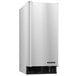A stainless steel Hoshizaki undercounter ice machine with a door open.