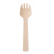 A close-up of an Eco-gecko wooden taster fork with a handle.