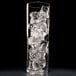 A glass with Hoshizaki top hat ice cubes.
