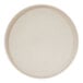A round ivory melamine plate with a raised rim.