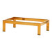 A gold rectangular metal display riser with legs.