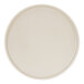An ivory-colored, round melamine plate with a low rim.