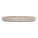 A taupe-colored, low rim melamine plate.