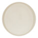 A round ivory melamine plate with a raised rim.