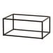 A black metal rectangular display riser with a black metal frame.