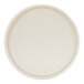 A round ivory melamine plate with a low rim.