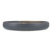 A close up of a Cloud Terre by Fortessa Iceland volcanic gray stoneware plate with a raised rim.