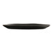 A black round melamine plate with a slightly raised edge.