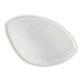 A white triangular coupe platter with a speckled surface.