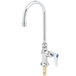 A chrome T&S deck-mount pantry faucet with a handle and gooseneck spout.