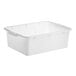 A white polypropylene bus tub or food storage box with handles on the sides.