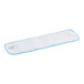 A blue and white Advantage Supplies microfiber mop pad with hook and loop backing.