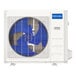 A white machine with a blue fan and blue and white MRCOOL logo.