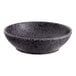 A small, round, dark gray melamine ramekin with a speckled pattern.