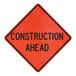 A close-up of a Cortina Quadraflex "Construction Ahead" sign.