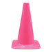 A pink 18-inch sport cone with a square base.